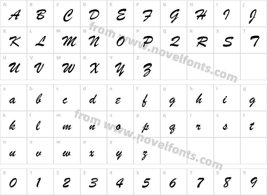 Brush Script eCharacter Map