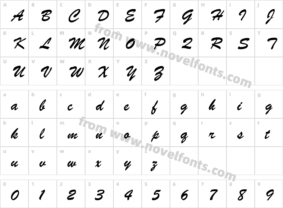 Brush ScriptCharacter Map