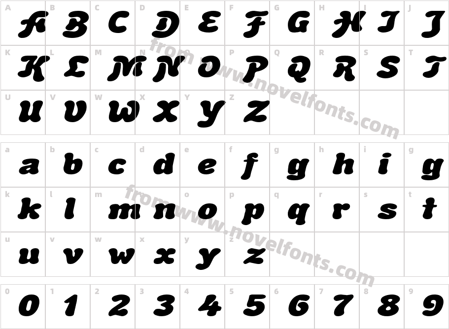 BubbleSoftExtended_ItalicCharacter Map