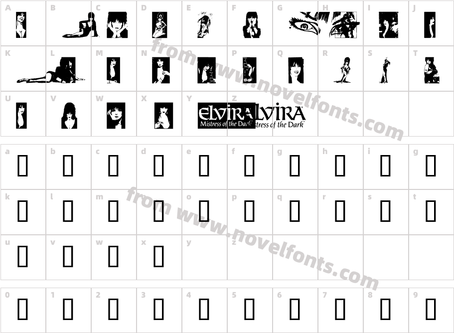 Elvira DingbatsCharacter Map