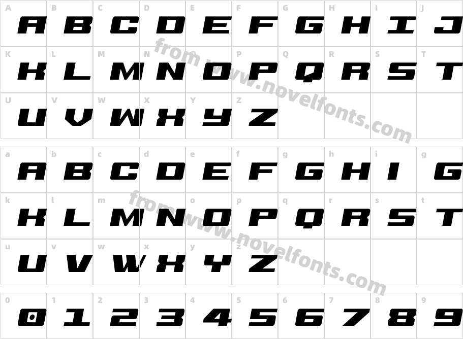 Buckin' Bronc Condensed ItalicCharacter Map