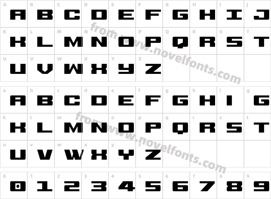 Buckin' Bronc CondensedCharacter Map