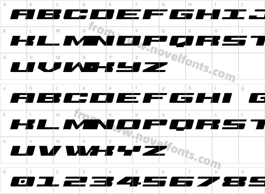 Buckin' Bronc Expanded ItalicCharacter Map