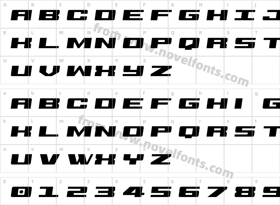 Buckin' Bronc Spaced Semi-ItalCharacter Map