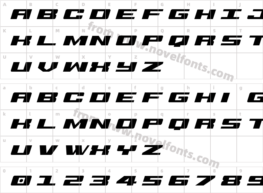 Buckin' Bronc Title Super-ItalCharacter Map