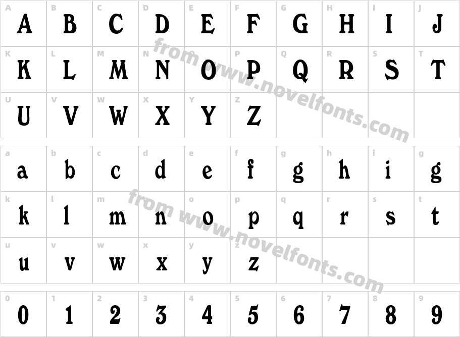 BuckinghamCondensedCharacter Map