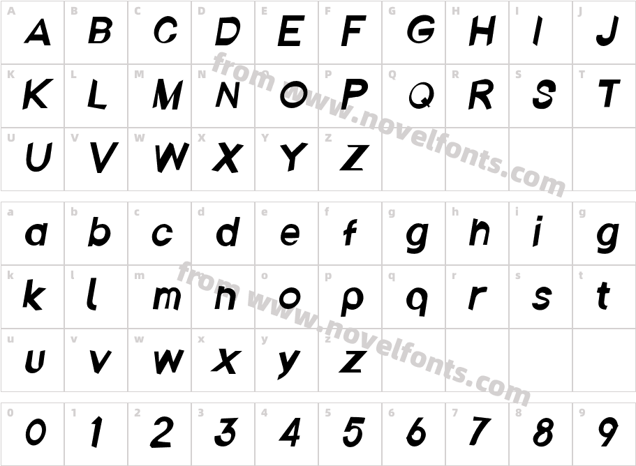 Ember ItalicCharacter Map