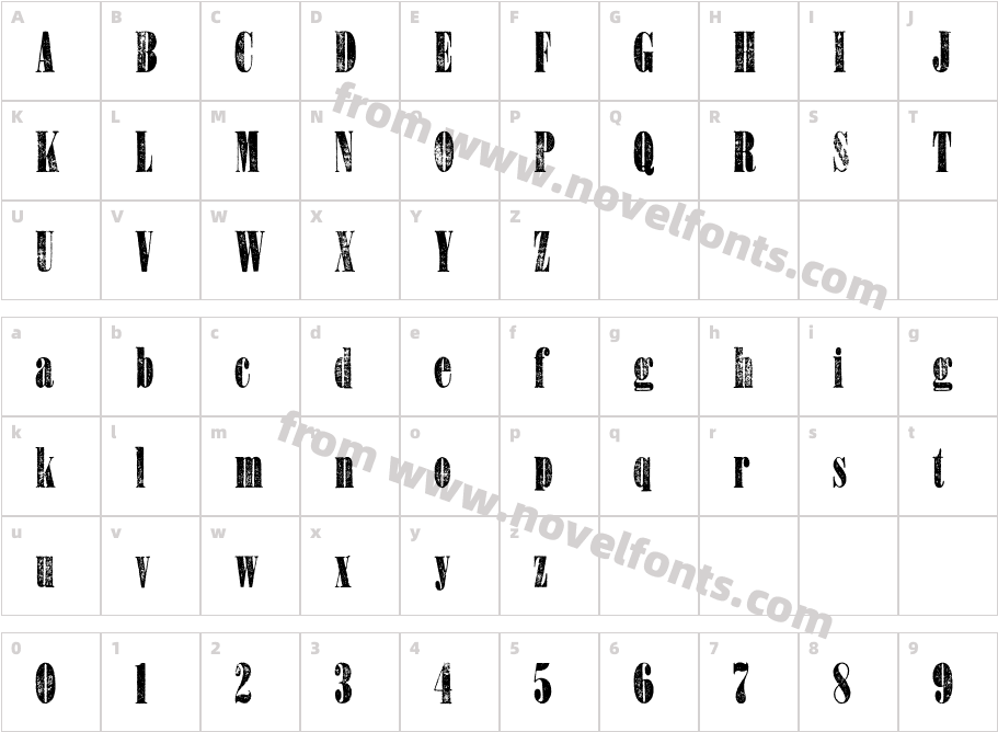 Bullion Extra Condensed WFCharacter Map