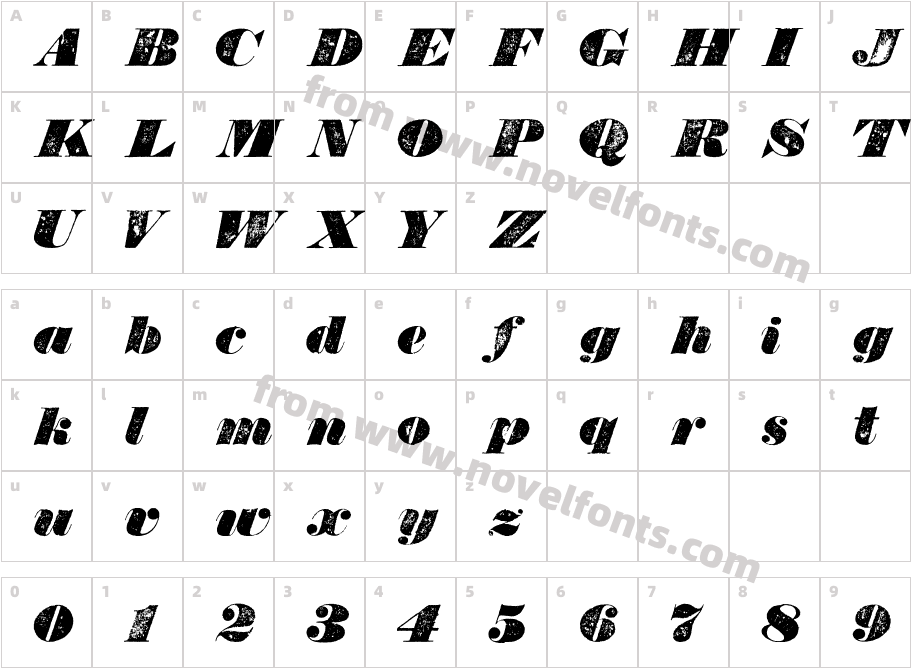 Bullion Italic WFCharacter Map