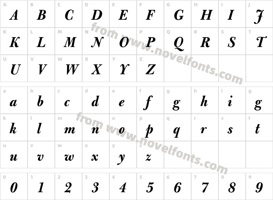 BulmerMTDisplayBold_ItalicCharacter Map