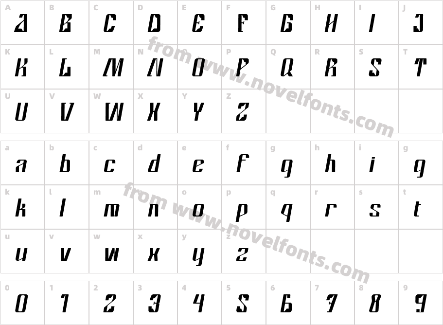 Bulzing ItalicCharacter Map