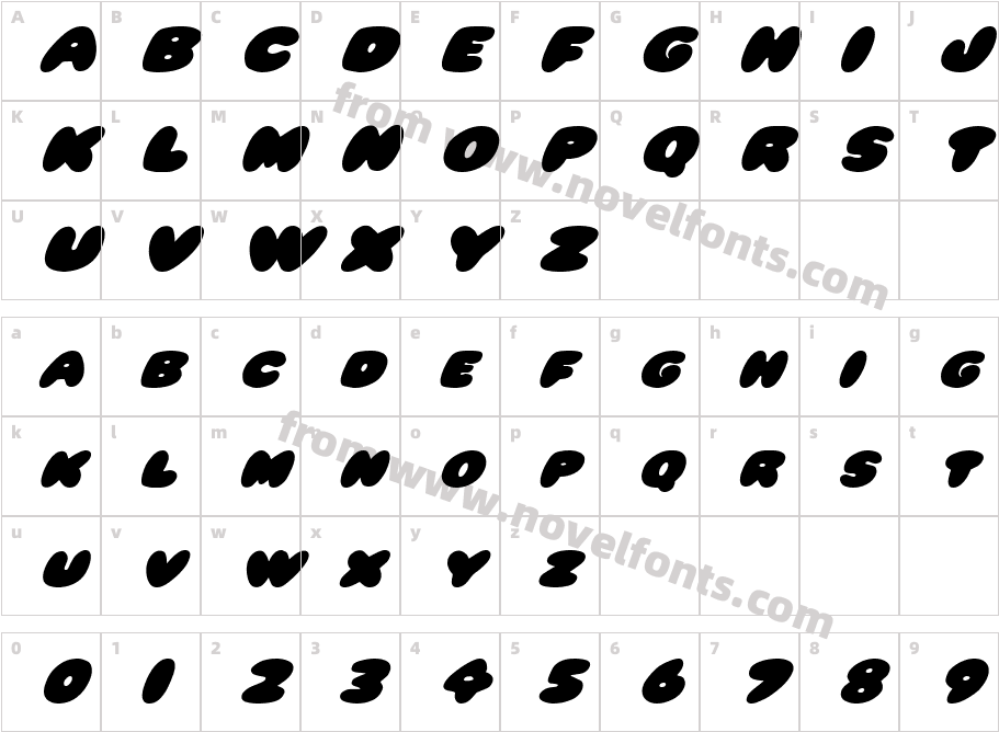 BumblebeeItalicCharacter Map