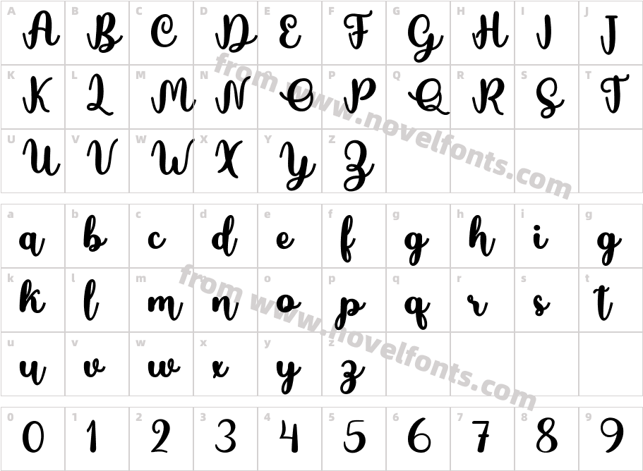 Butterfly ScriptCharacter Map