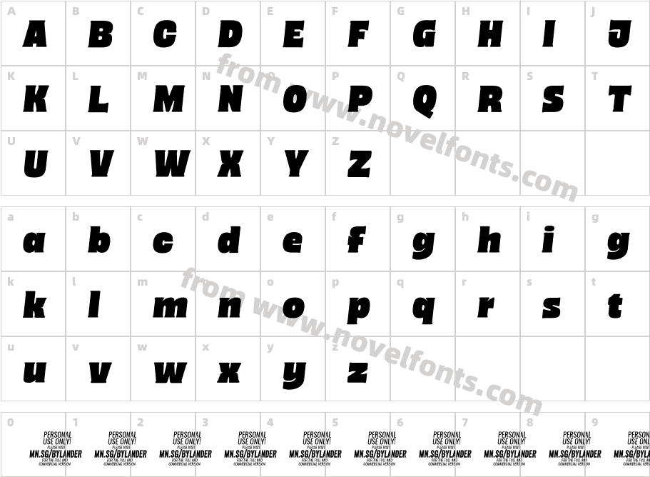 Bylander Italic PERSONAL USE RegularCharacter Map