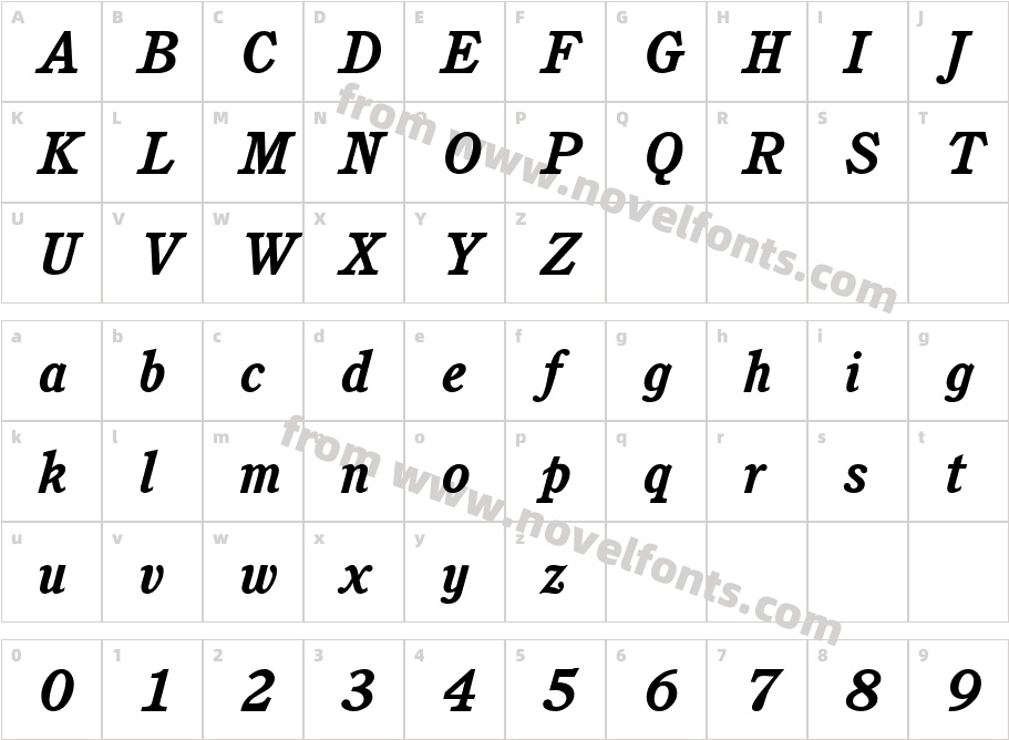 C851RomanBoldItalicCharacter Map