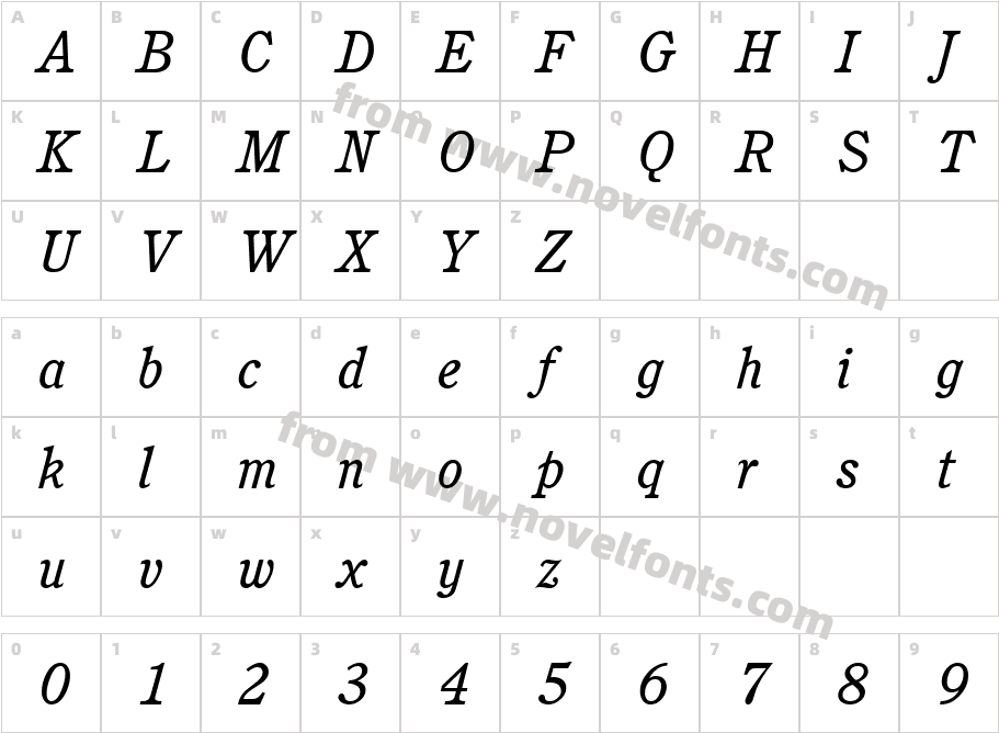 C851RomanItalicCharacter Map