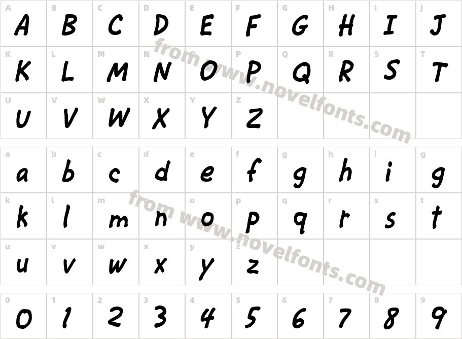 CAC Krazy Legs BoldCharacter Map