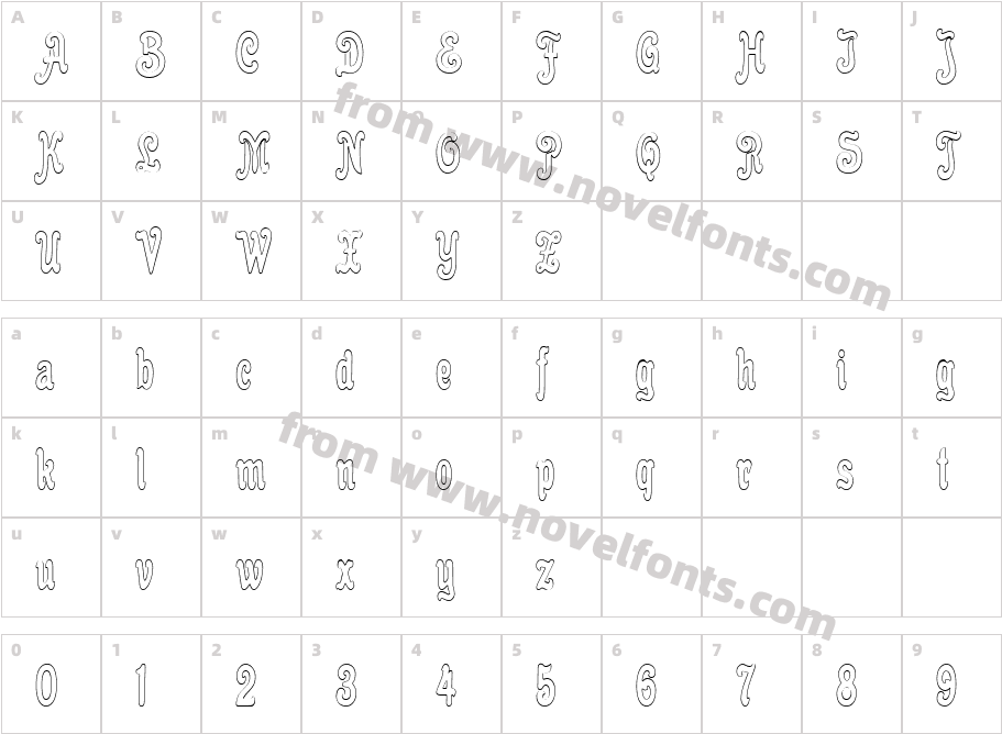 Cacao Plain OutlineCharacter Map