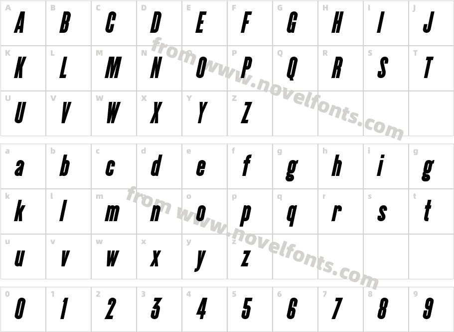 CactusBlack_ItalicCharacter Map