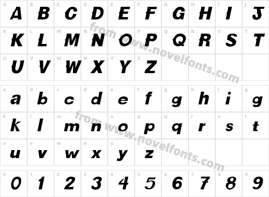 CactusSSK-Italic_8971Character Map