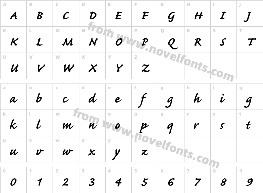 CaflischScript_BoldCharacter Map