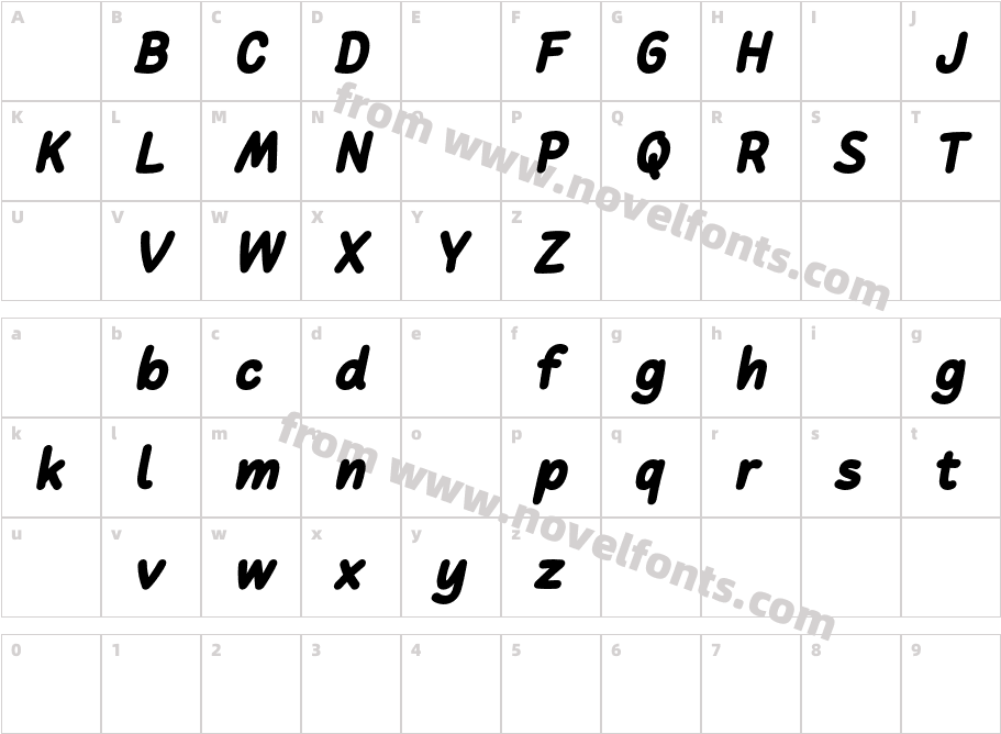 CakerolliDemoBlackItalic-X31GoCharacter Map