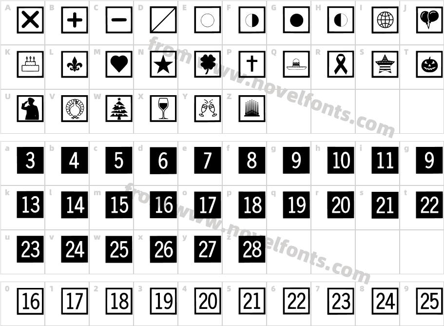 Calendar Symbol Wizard  RegularCharacter Map