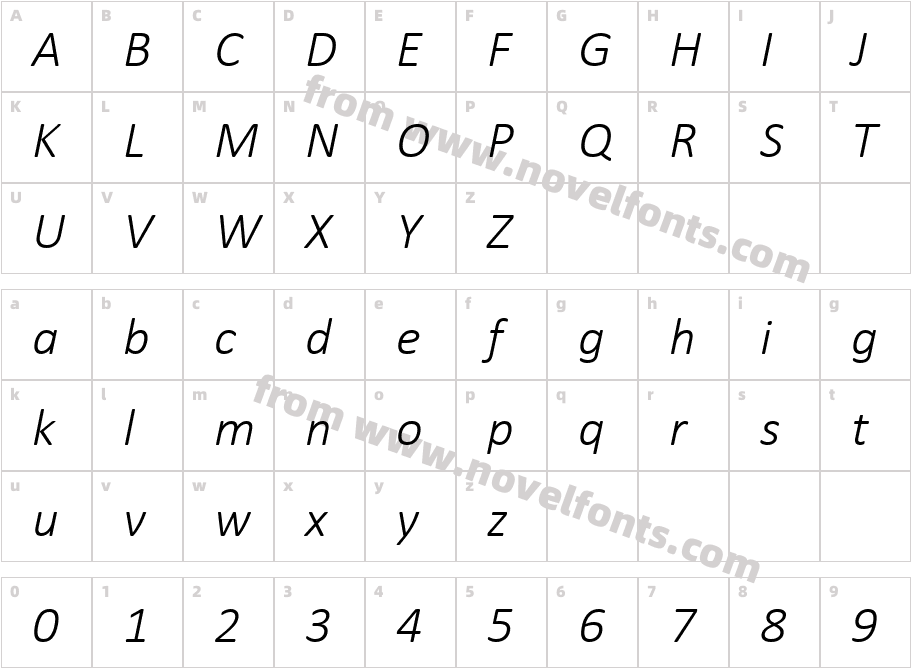 Calibri-LightItalicCharacter Map