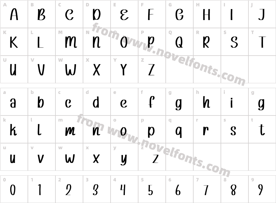 Caligraphy-nROP0Character Map