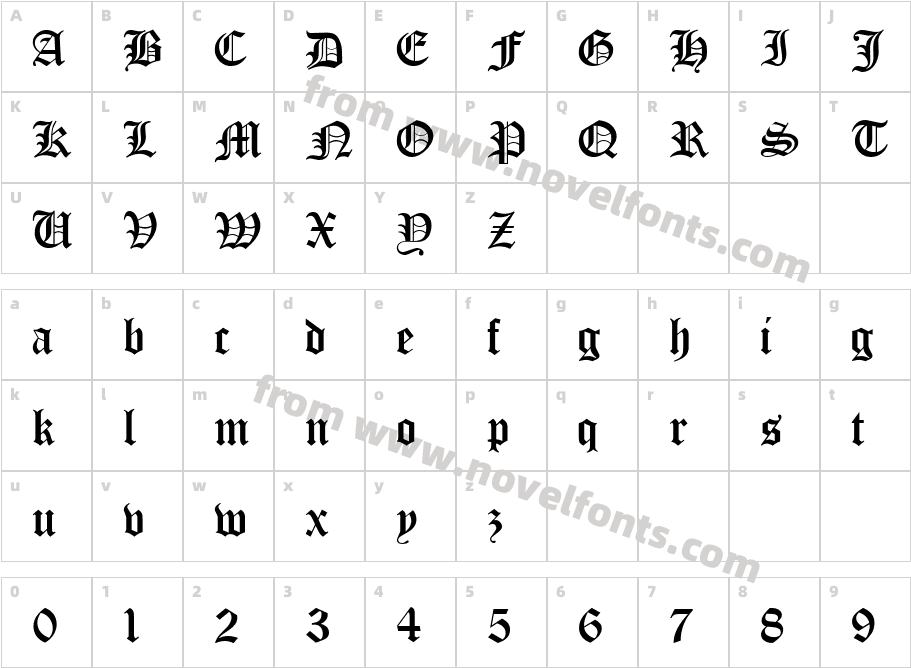 Encient German GothicCharacter Map