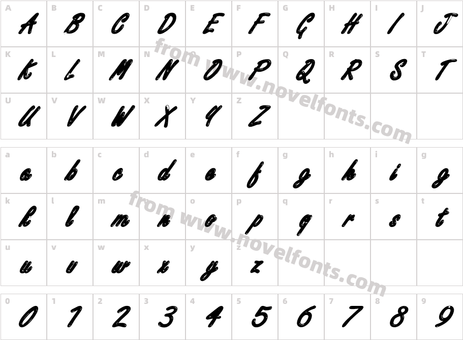 Encino BoldItalicCharacter Map