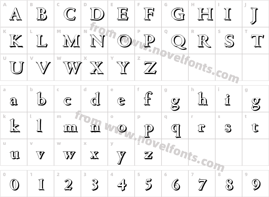 CambridgeShadowBoldCharacter Map