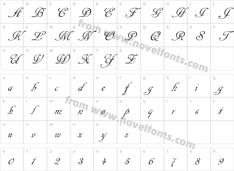 Cancellaresca Script LETCharacter Map