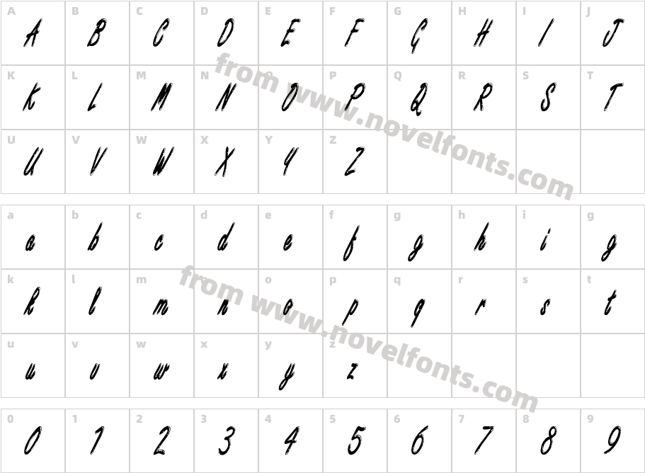 Encino Xtra Condensed ItalicCharacter Map