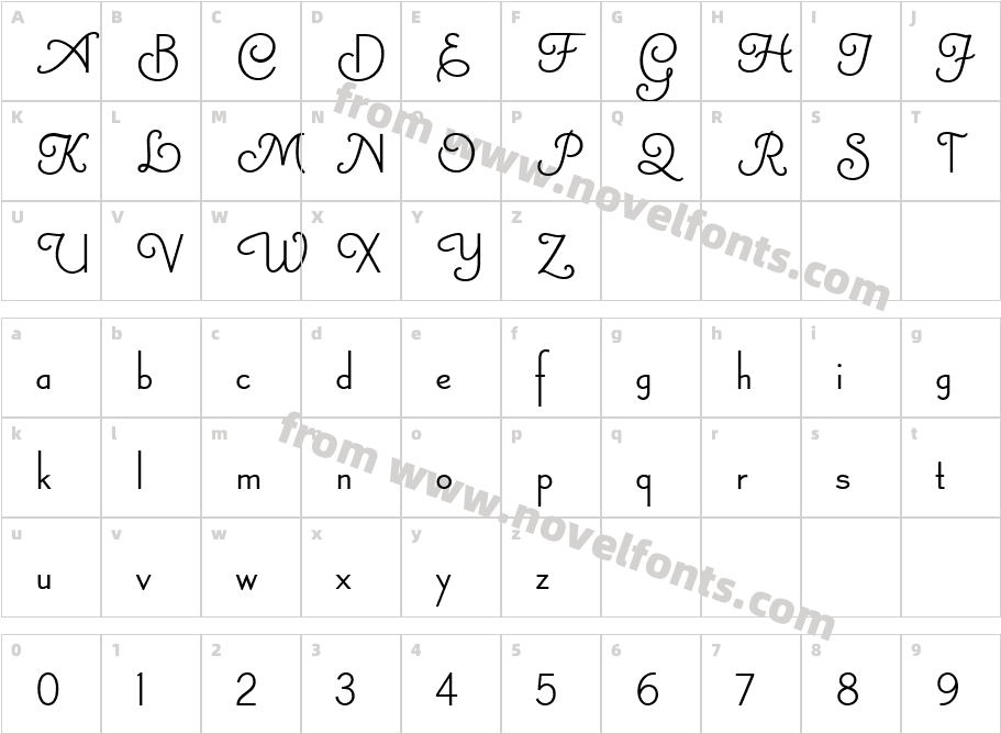 Canterbury Sans Swash RRCharacter Map