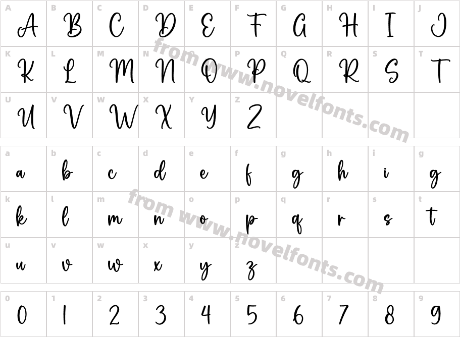 CantikaRegularCharacter Map