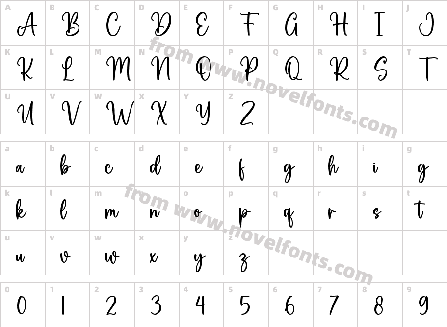 CantikaRegularCharacter Map