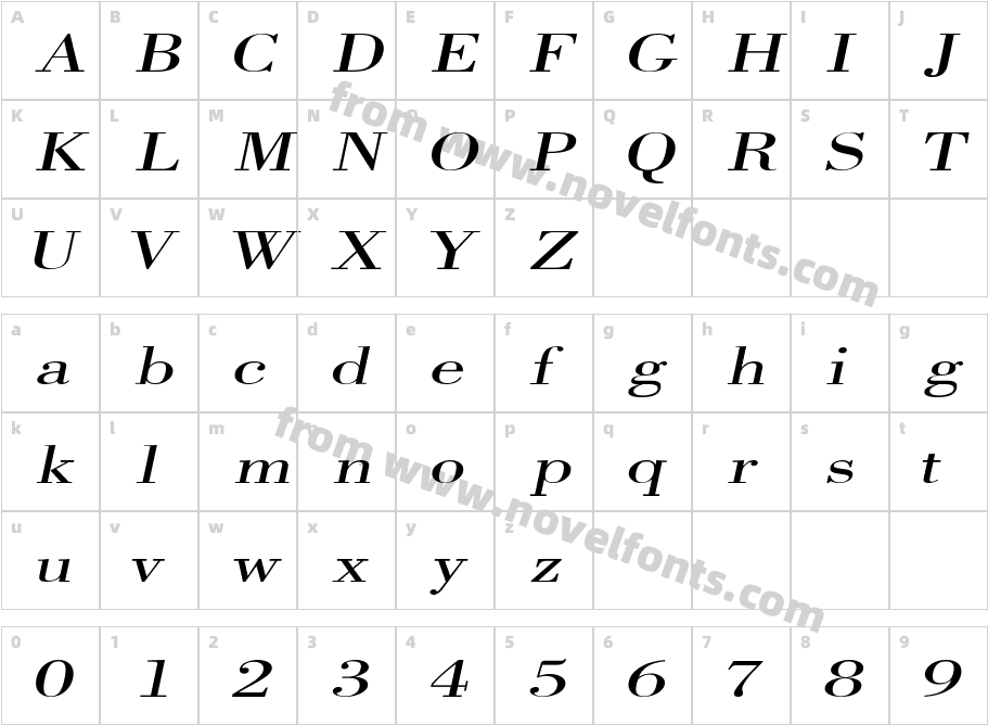 CapelliExtended_ItalicCharacter Map