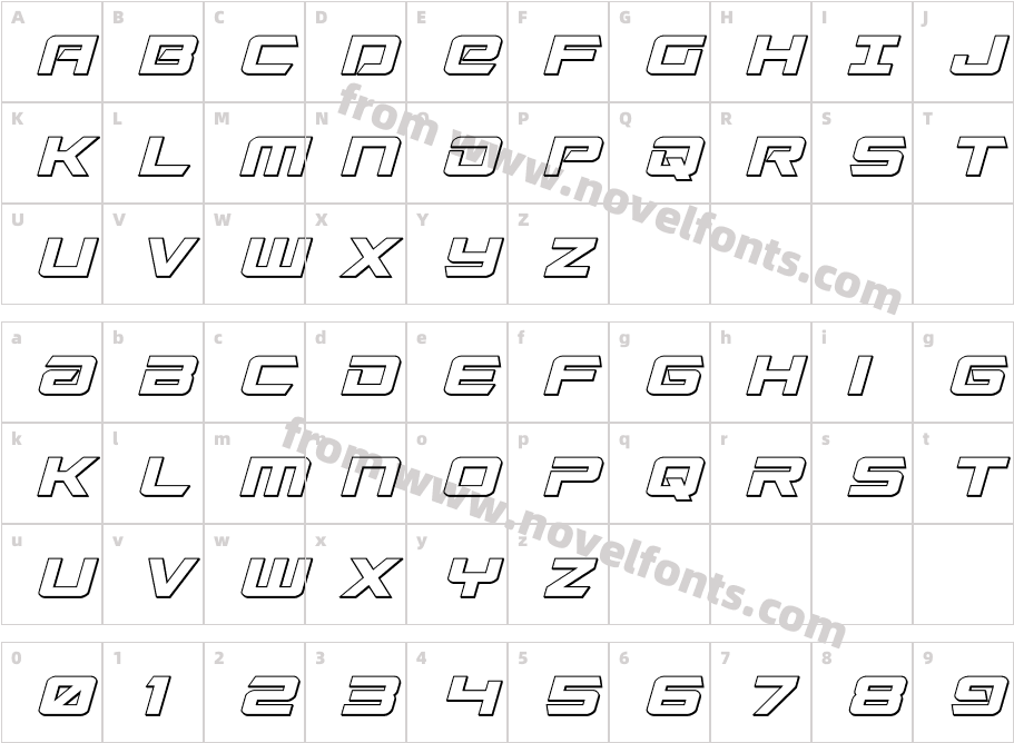 Captain Falcon 3D ItalicCharacter Map