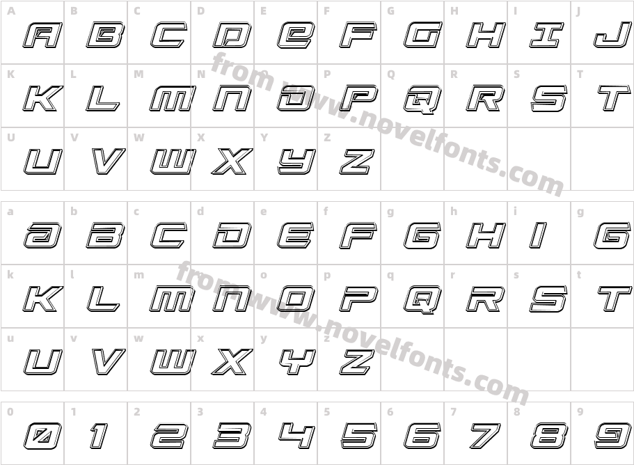 Captain Falcon Engraved ItalicCharacter Map