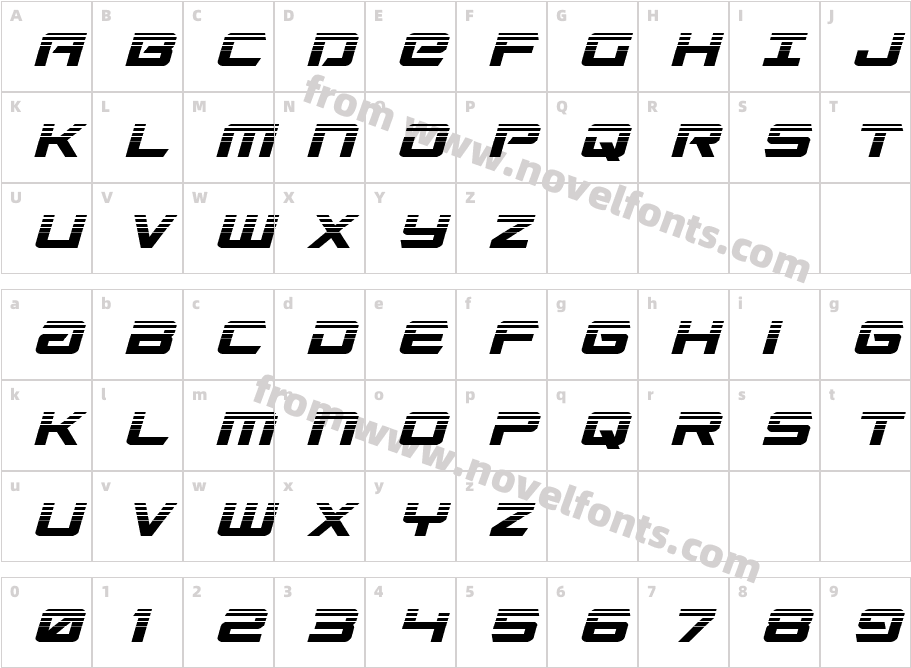 Captain Falcon Halftone ItalicCharacter Map