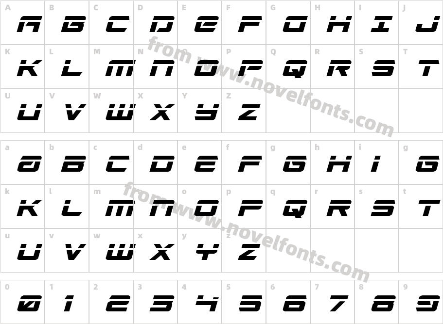 Captain Falcon Laser ItalicCharacter Map