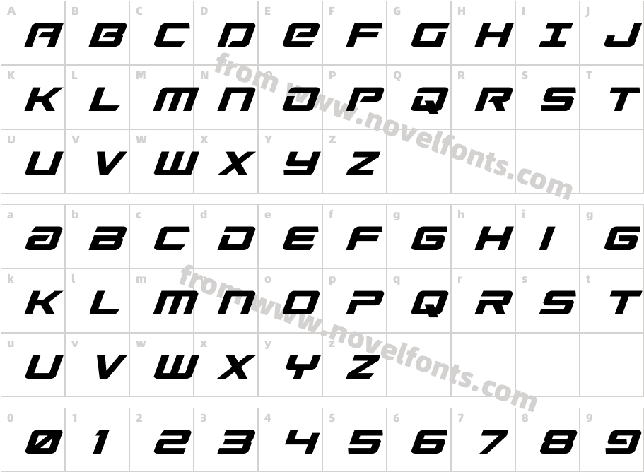 Captain Falcon Super-ItalicCharacter Map