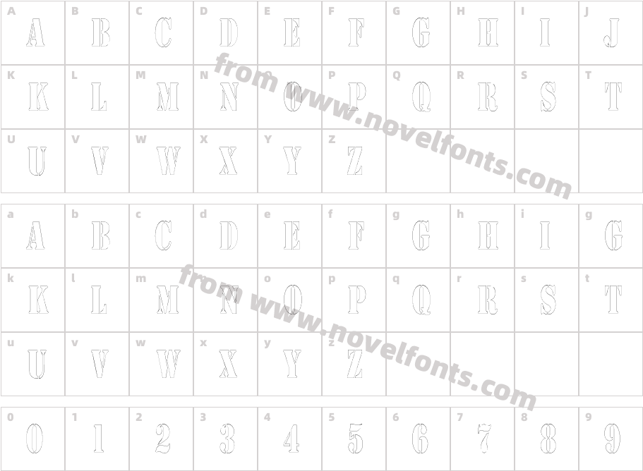 CargoOutlineCondensedCharacter Map