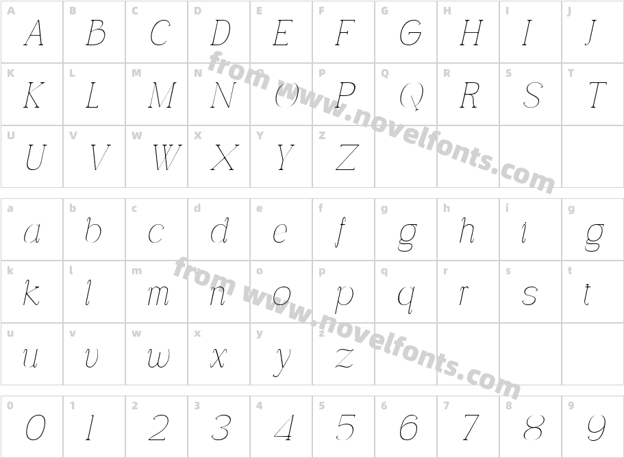 Carlgine ThinCharacter Map