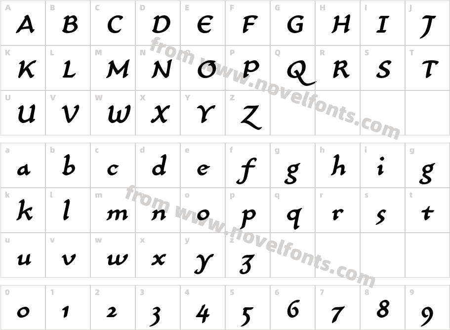 CarlinScript LT Std LightCharacter Map