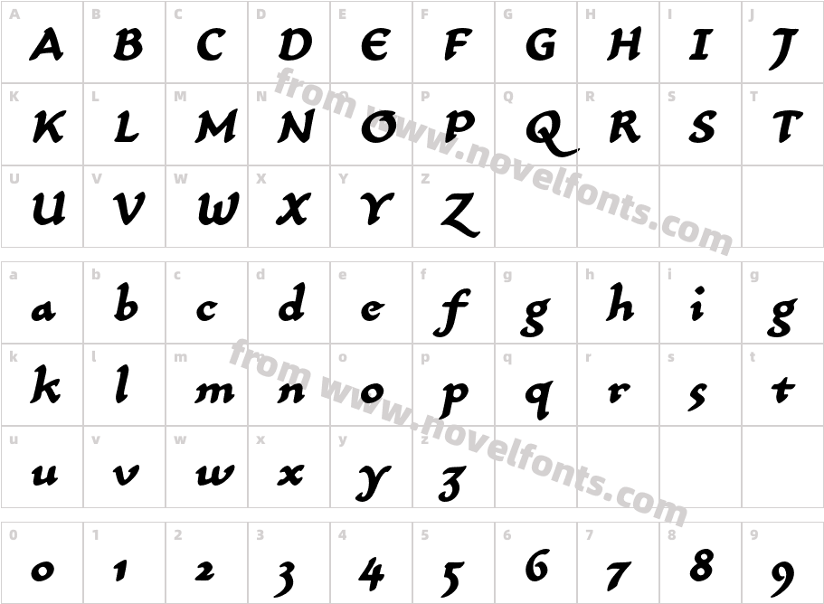 CarlinScript LT Std RegularCharacter Map