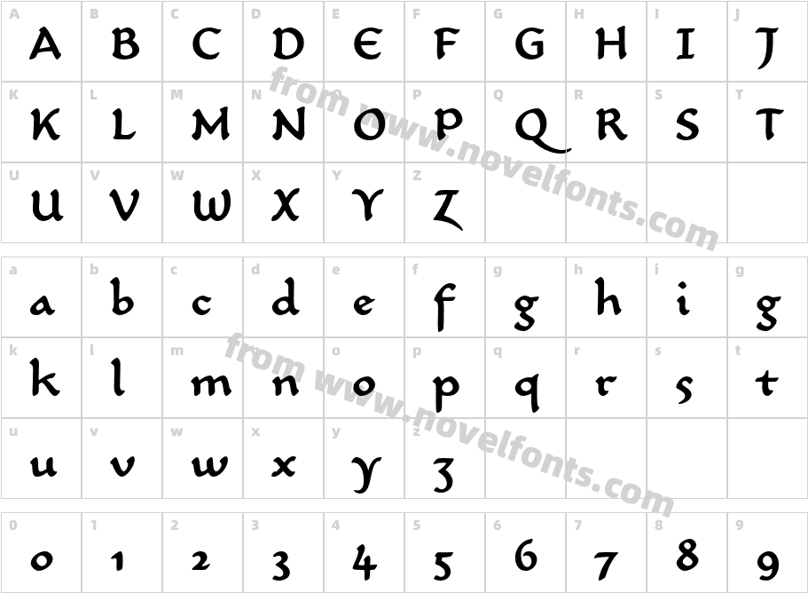 CarlinScript-LT-Std-Light-Bold_9301Character Map