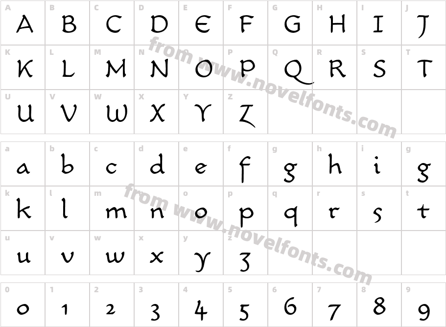 CarlinScript-LT-Std-Light_9304Character Map