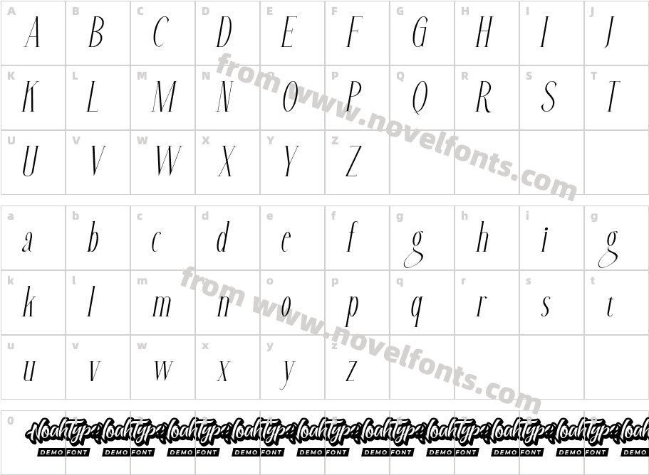 CarolineStageDemoItalic-eZlypCharacter Map